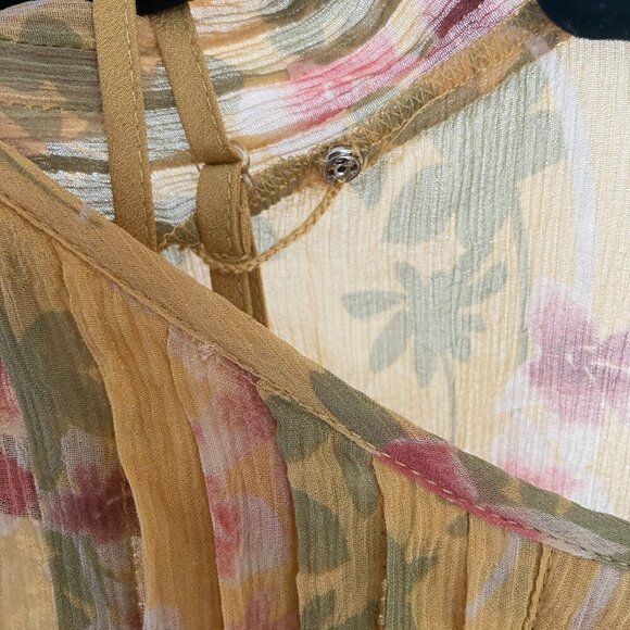 Sundance 100% Silk Yellow Long Sleeve Floral Boho Button Front Dress Size Small - Picture 13 of 13